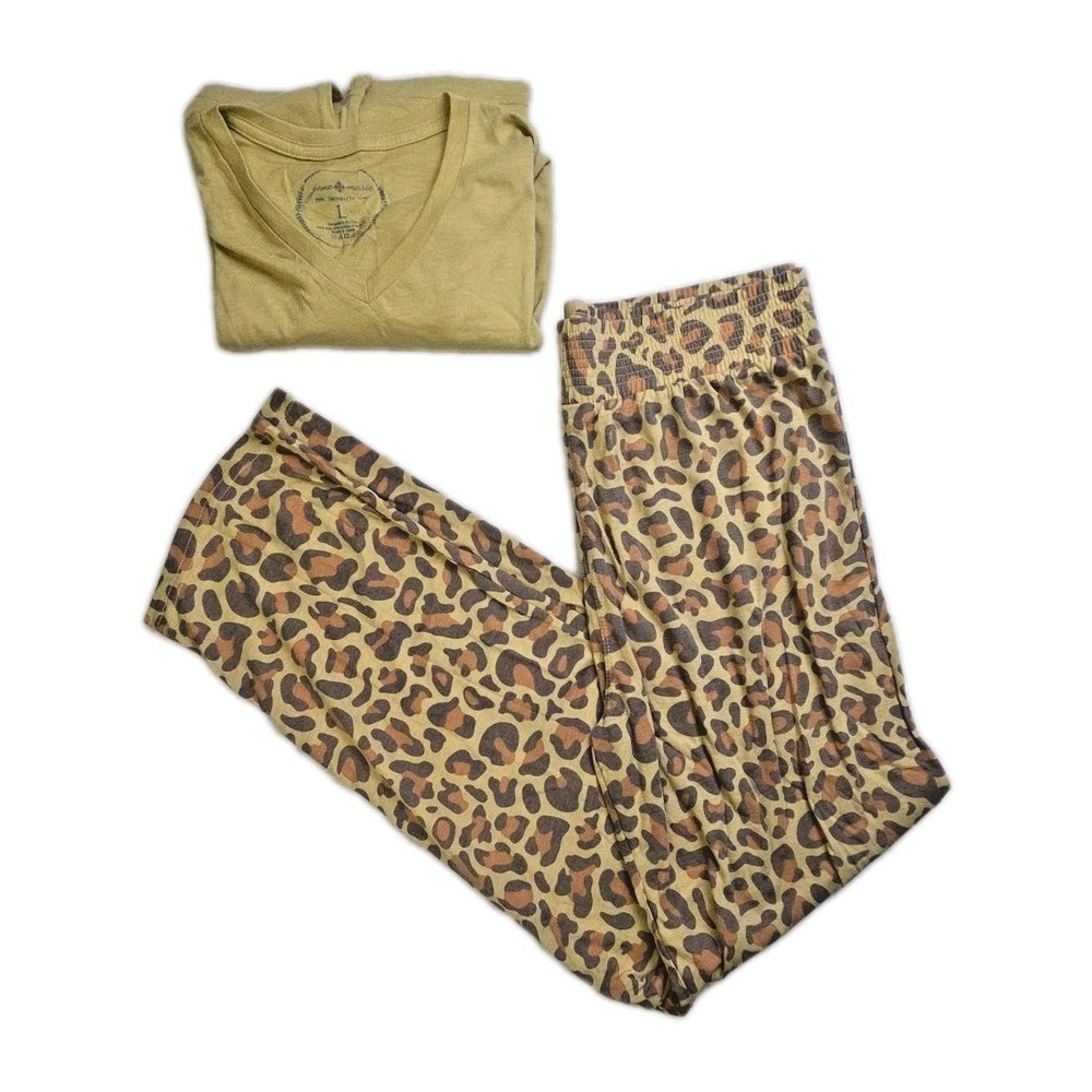 NWT‎ Jane Marie Cheetah Animal Print Pajama Set Boutique Size L